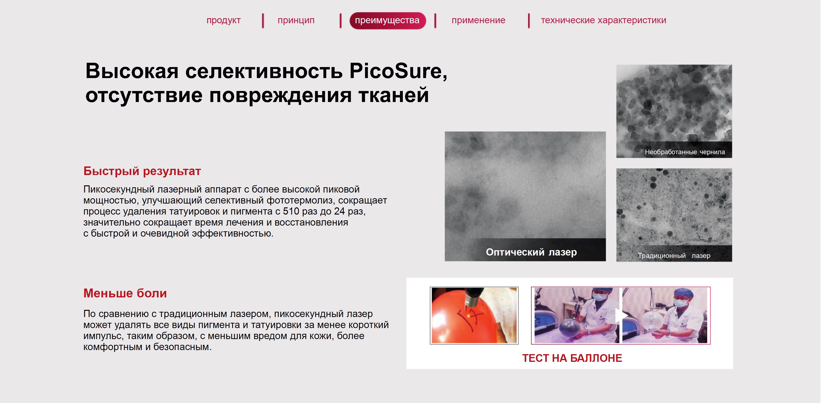 Сравнение воздействия обычного и пикосекундного лазера
